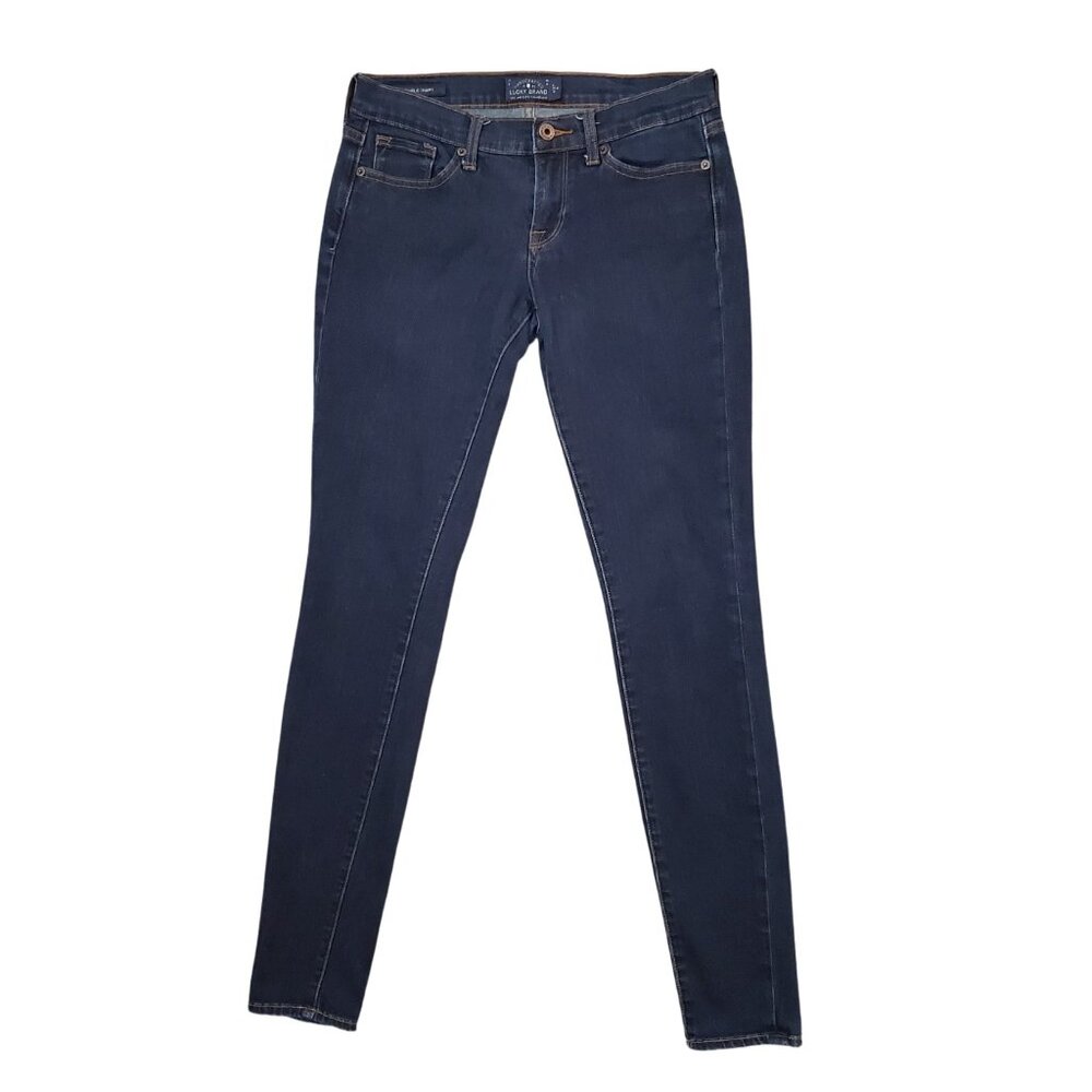 Lucky Brand Charlie Skinny 4/27 R (Meas 29x31.5 7.5 Rise) Dark Stretch Jeans A15
